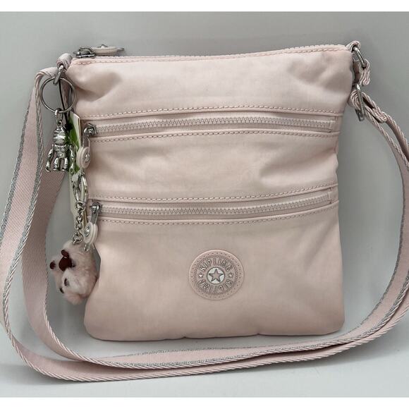 NEW Kipling Orchid Pink Live Light Crossbody Purse 3 Zip Pockets Recycled 9" - Picture 1 of 7